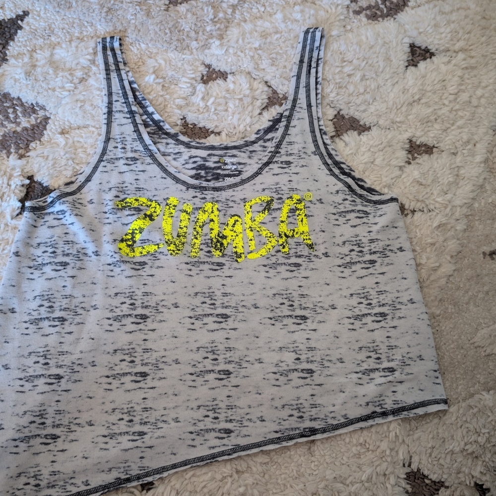 Zumba Fitness Gray and Yellow Tank Top
